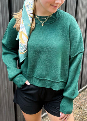 Autumn Breeze Green Crop Sweater