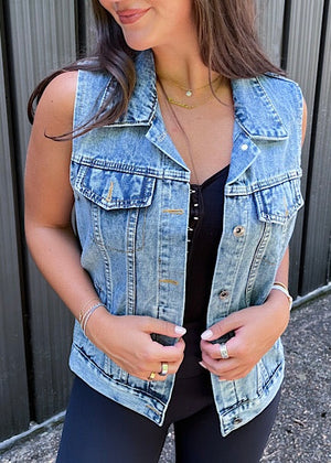 Morgan Sleeveless Denim Vest