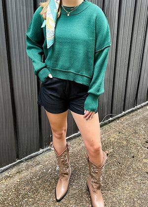 Autumn Breeze Green Crop Sweater