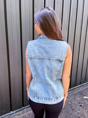 Morgan Sleeveless Denim Vest