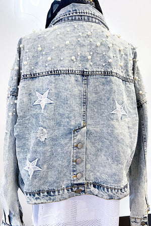 Haven Pearl Studded Denim Jacket