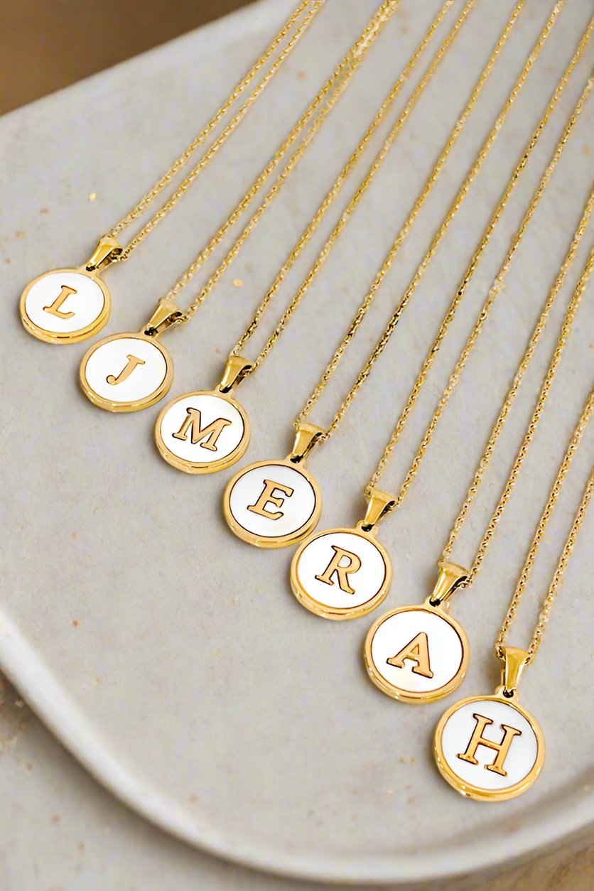 Gold Pearl Initial Necklace