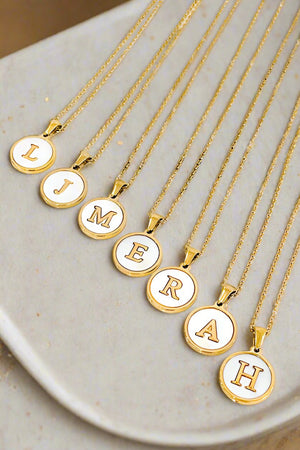 Gold Pearl Initial Necklace