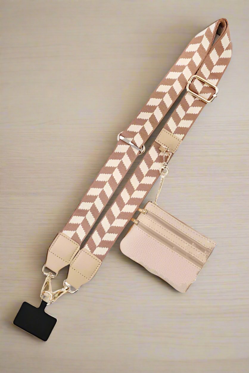 Tan Chevron Phone Crossbody Strap ETA 12/17