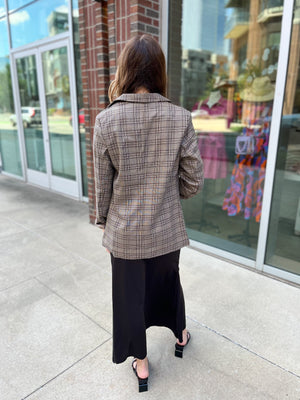 Preptastic Brown and Tan Plaid Blazer